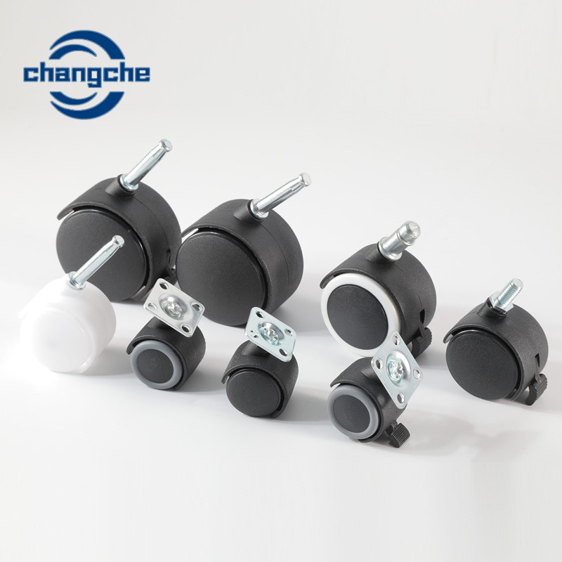 Black Nylon Carpet Casters On Hardwood Threaded Wheels 2 Inch