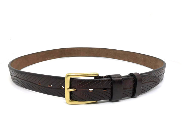 Male 100cm Casual Embossed Leather Belt With Alloy Buckle
