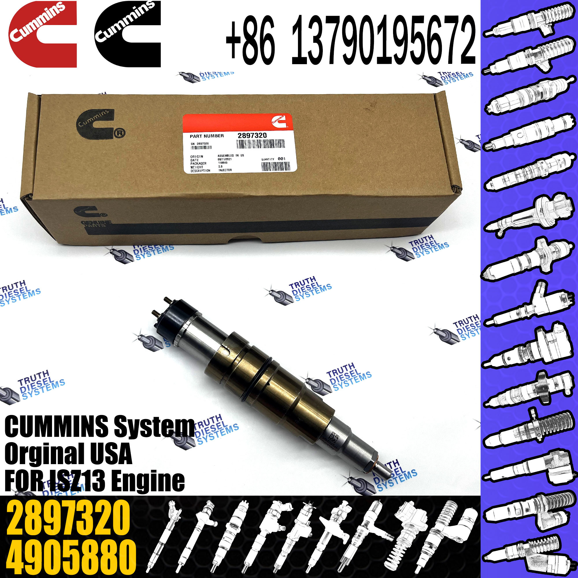Cummins Machinery Engines Parts Cummins ISZ13 Engine Injector 5579419 2897320 fuel injector 5579419 2897320 2872405 2031