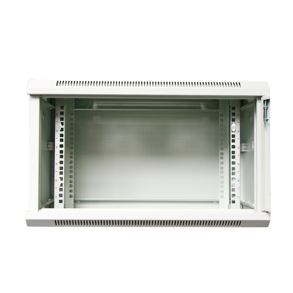 19 Inch Wall Mount Server Rack Cabinet With Glass Door For Network Equipment RAL7035