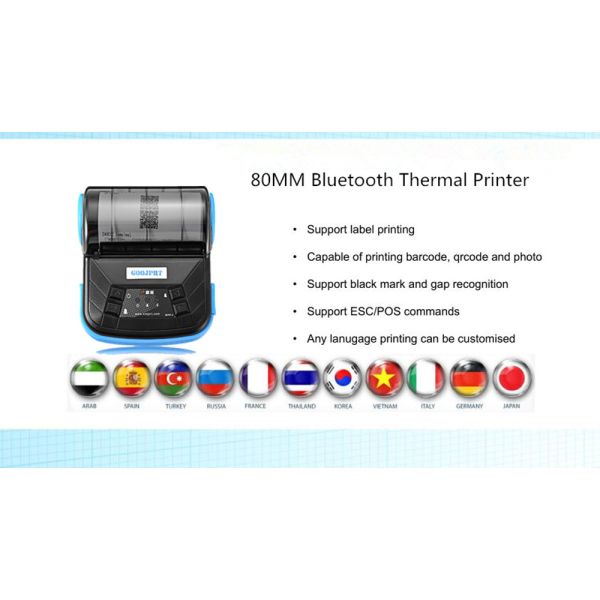 Black Color 3 Inch Wireless Photo Printer Bluetooth / Mini USB Interface Type