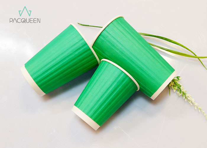 Insulated Disposable Ripple Coffee Cups ,Take Out Coffee Cup PLA Lining