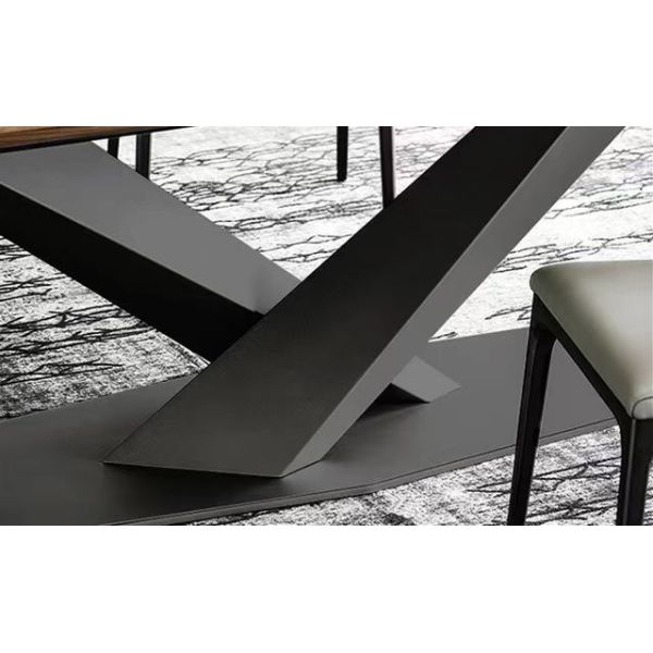 Rectangular Patio Metal Leg Marble Top Dining Table And Chairs Powder Coating