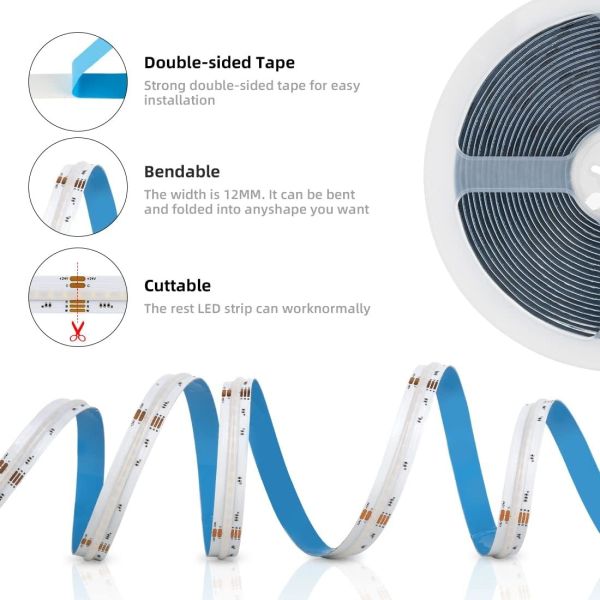 RGBW COB LED Strip with 784 LEDs/M and 19W Output Power