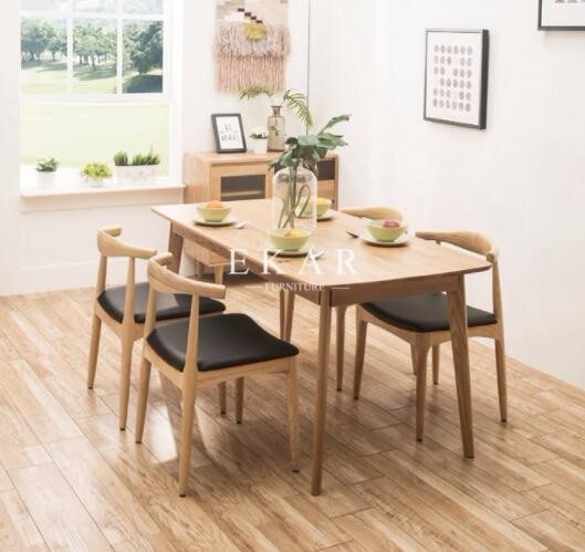European Simple Furniture 6 Chairs Set Rectangular Dining Table Solid Wood