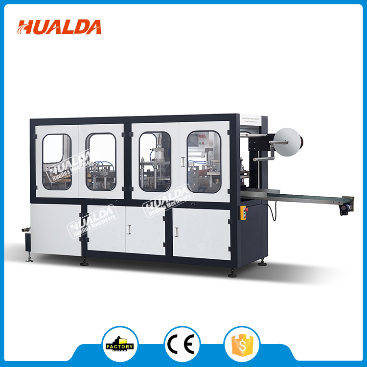 Popular disposable baking cake folding tray food container moulding forming machine