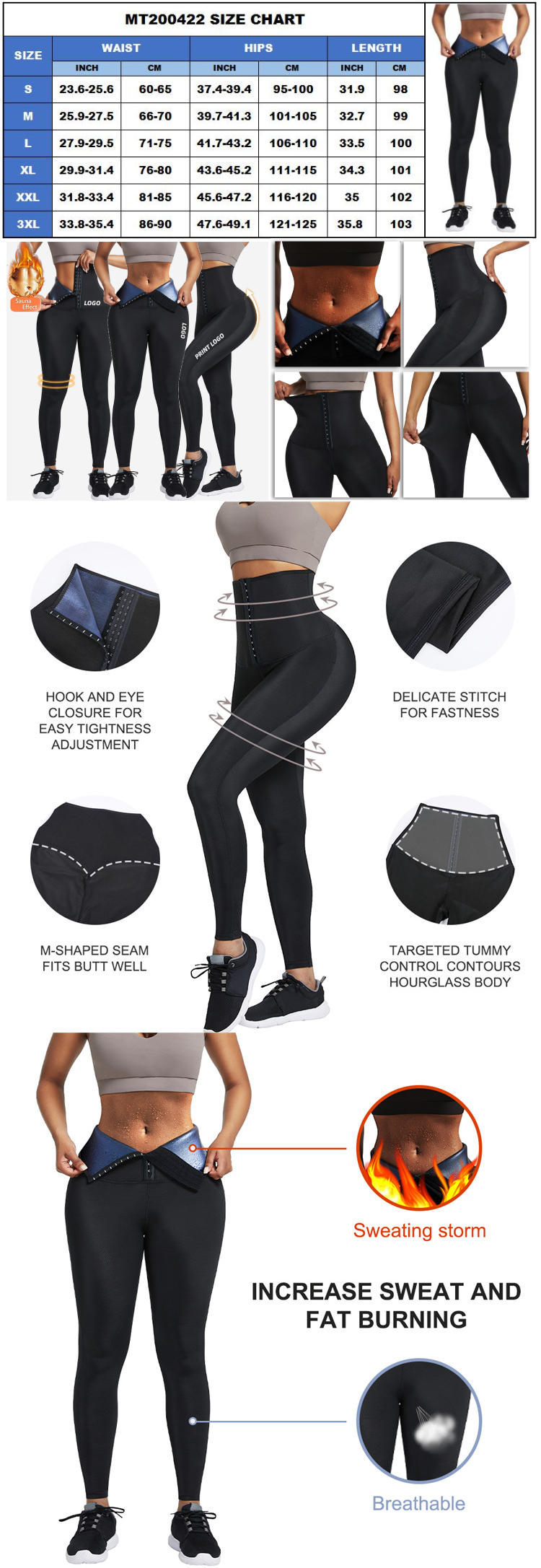 HEXIN High Waist Trainer Leggings for Women Slimming Fitness Neoprene Sauna Yoga Pants
