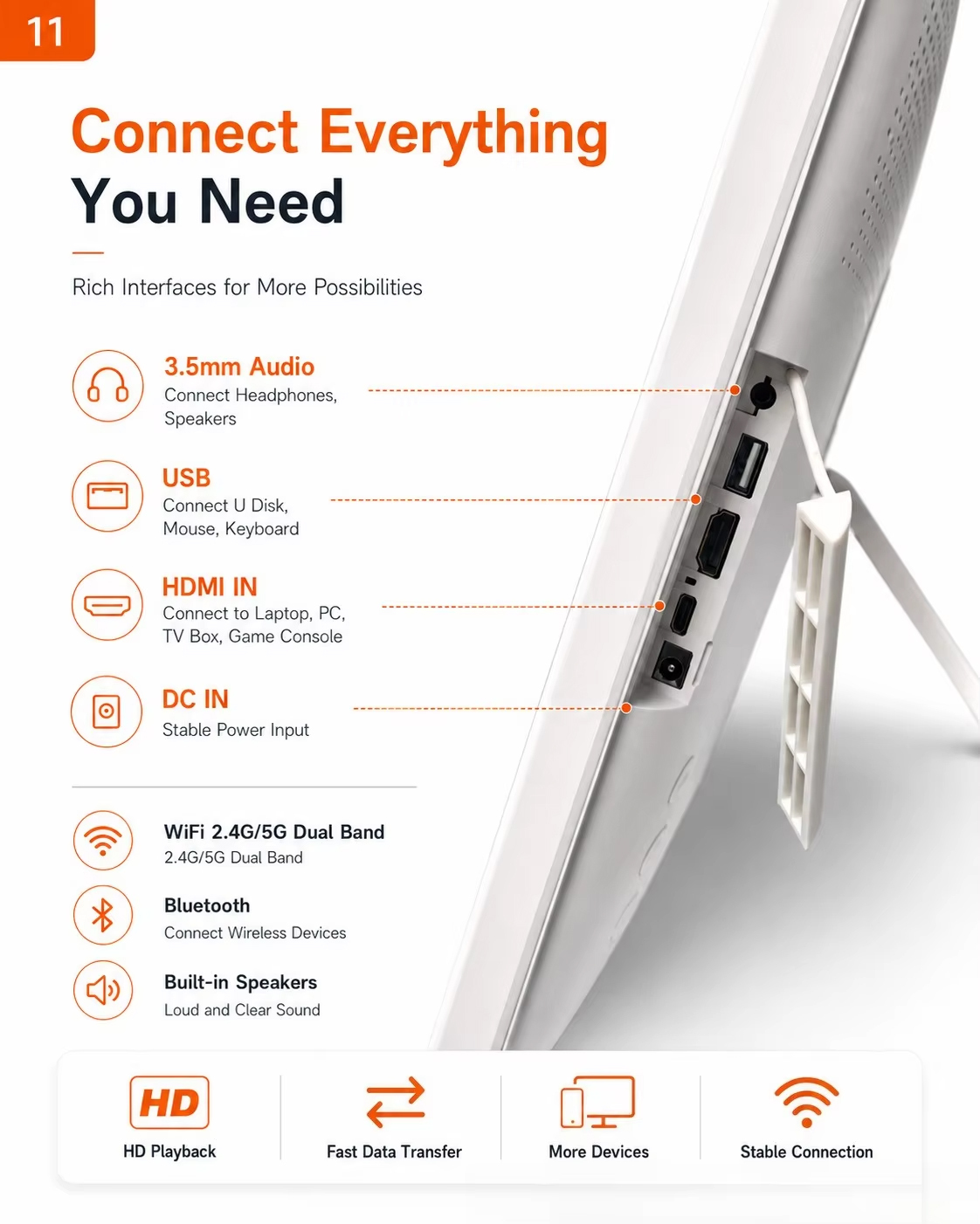 Kinstone New Arrival 24 inch desktop portable touch tablet Android mobile TV