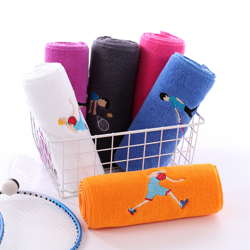 Pure Cotton Sports Towel for All Ages Plain Weave Sweat-Wicking and Water-Absorbing
