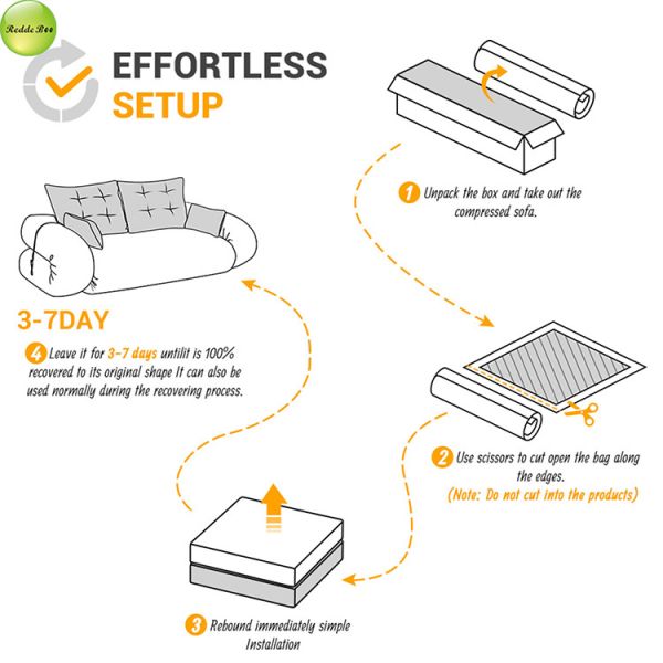 2 Seater Vacuum Packed Compressed Sofa Bed for Space-Saving Living Room Furniture