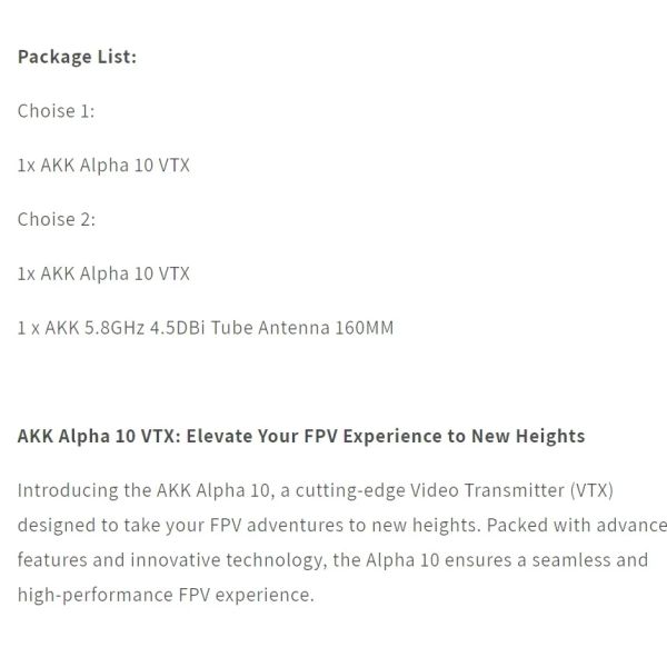 10W5.8-6.0GHz Analog FPV Video Transmitter ModuleDroneVTxAccessory