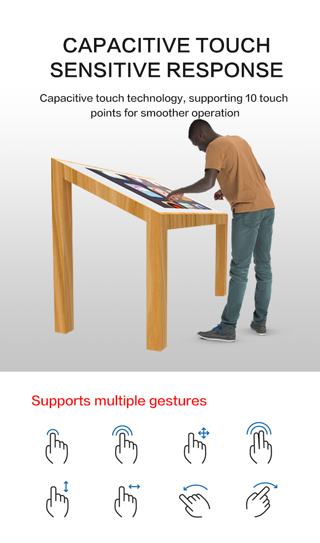OEM / ODM Capacitive Multi Touch Interactive Smart Game Table Kiosk Touch Screen Table Indoor For Office/KTV