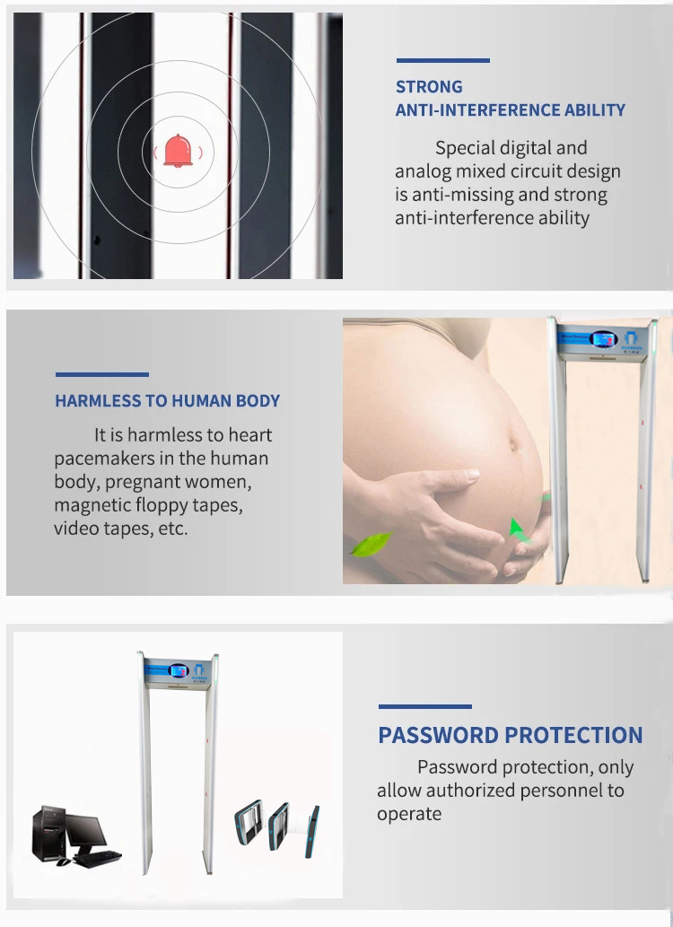 6-Zones Walk Through Metal Detector Security Gate Metal Weapons Detection For Station Security Scanner