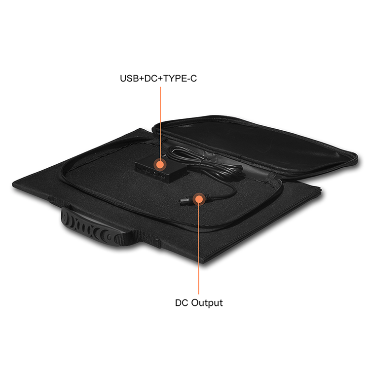 Waterproof IP65 Mono Solar Cell 30W USB 2.0 Output Camping Charger Small Foldable Black