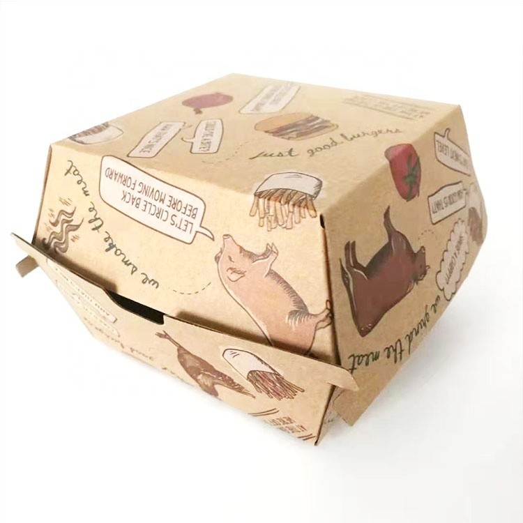 Quality Embossing Varnishing Paper Kraft Burger Box Packaging OEM In Bulk for sale