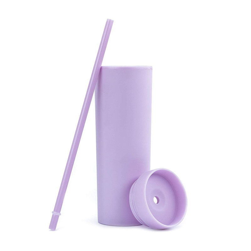 Skinny Tumblers With Lids And Straws 6 Pack 16oz Matte Pastel Colored Skinny Acrylic Double Wall Plastic Tall Skinny Tumblers Bulk For Cold Hot Drinks