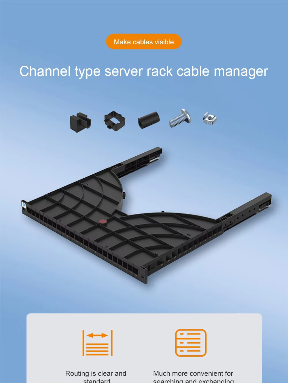 High-Density 24/48-Port Side-Mounted Fiber Optic Patch Panel With Raceway For Network Cabinet Cable Management