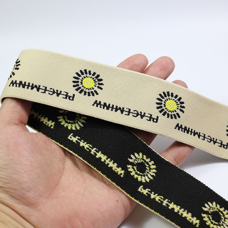 Fresh flowers Little daisy Knitted 4cm nylon elastic band for cuffs Waistband headband custom logo elastic jacquard band
