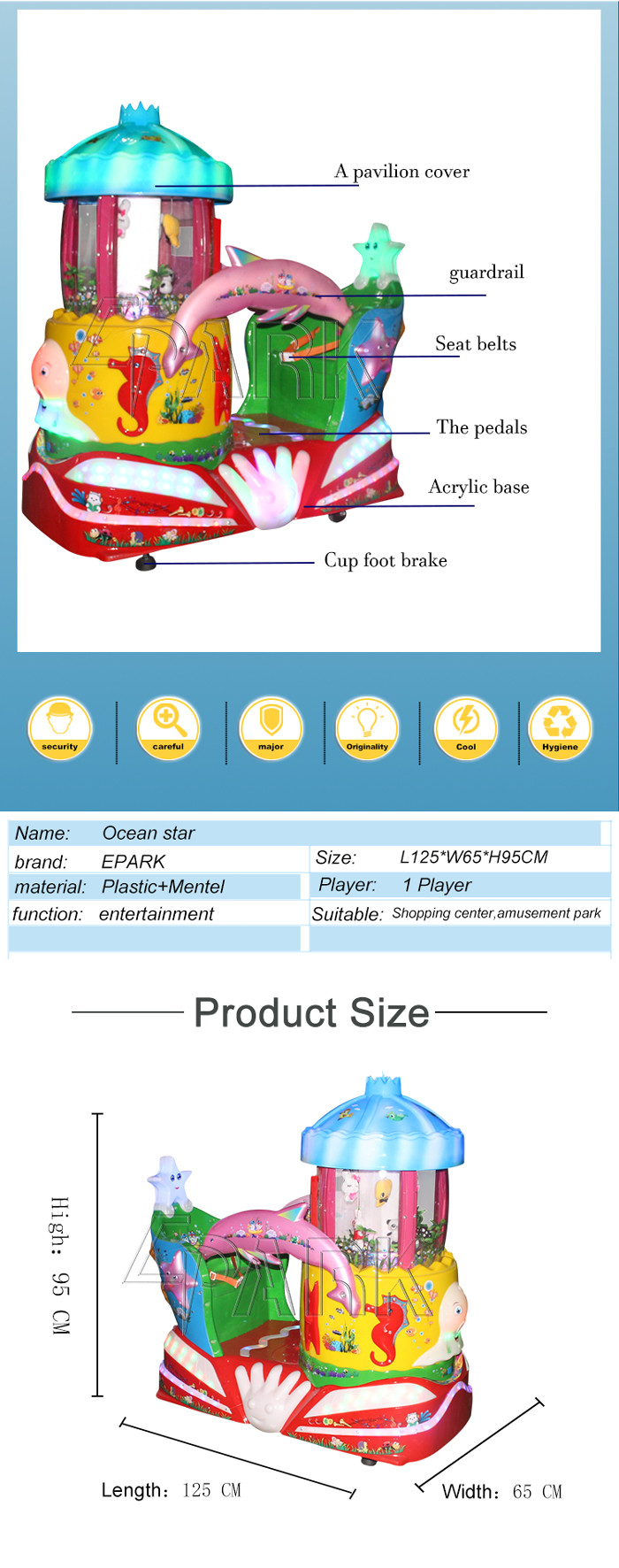 Rocking Kids Coin Operated Game Machine Fiber Glass Material Durable