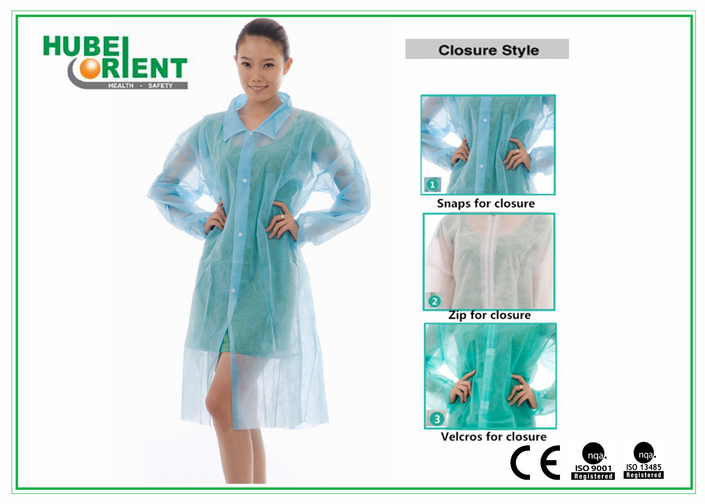 Quality ISO13485 Hospital Disposable Lab Coats 40G/M2 With Snaps for sale