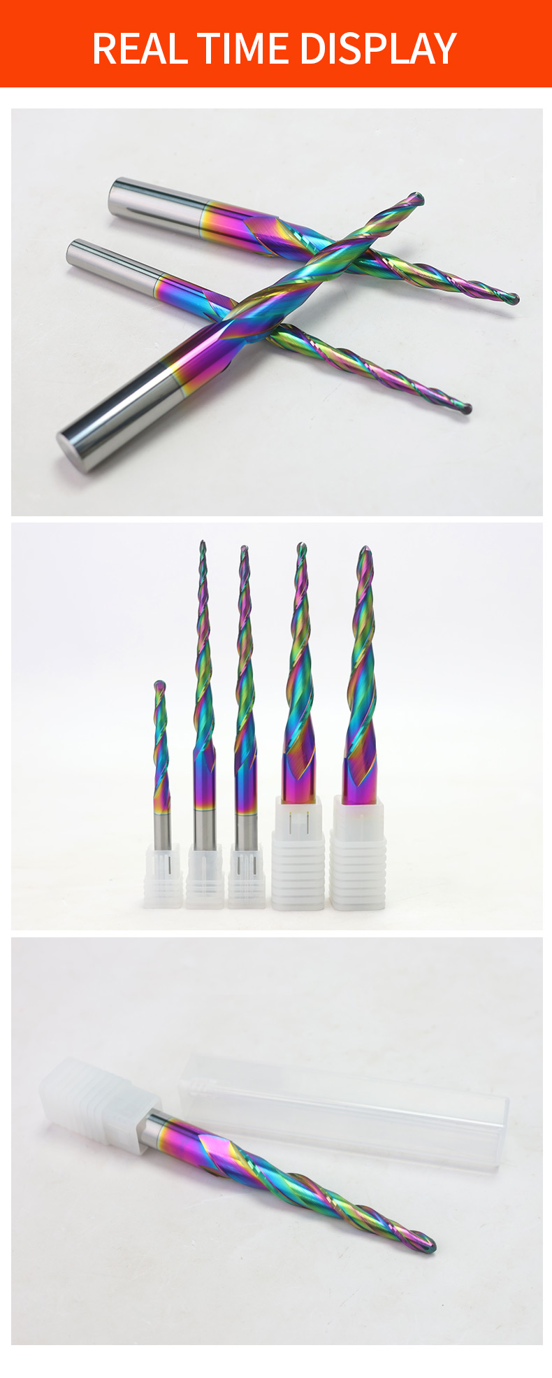 4mm 6mm Router Carving Bits HRC55 Tapered Ball Nose End Mill 10pcs
