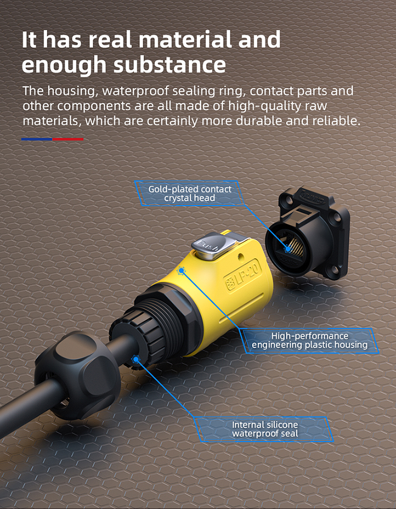 Cnlinko LP20 RJ45 Plastic Circular Waterproof Aviation Connector signal Rj45 Waterproof Connector