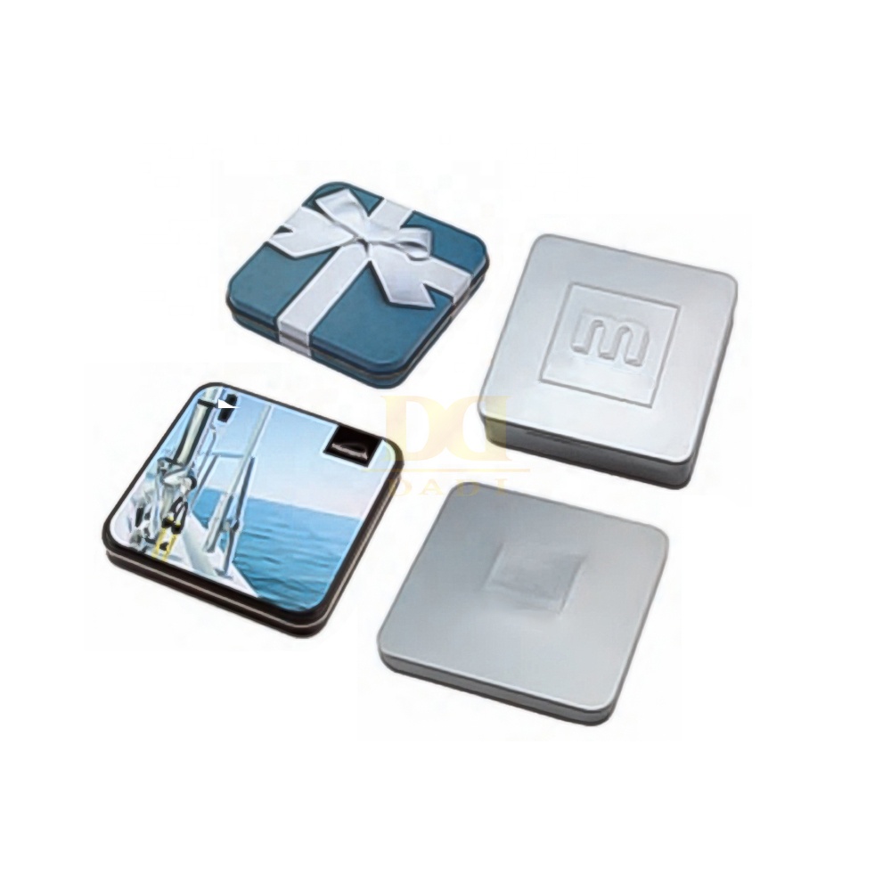 DADI Matte Finish Square Tin Canister 0.23mm-0.38mm Small Square Candy Tin Box with Embedded Lid