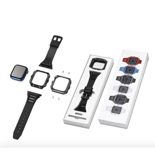 Silicone Rubber Strap Carbon Fibre Apple Watch Case Luxury Heat Resistant