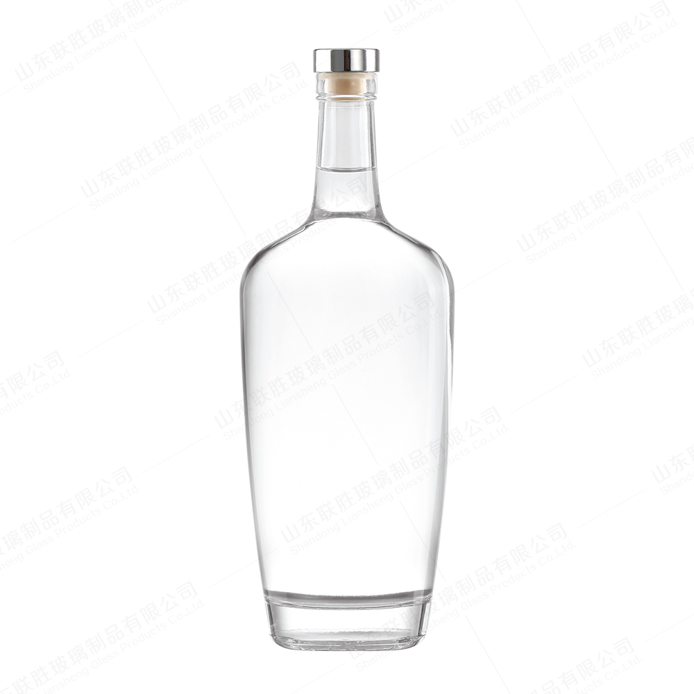 Brandy Vodka Whisky 750ml Glass Bottle with Custom Logo and Rubber Stopper Sealing Type