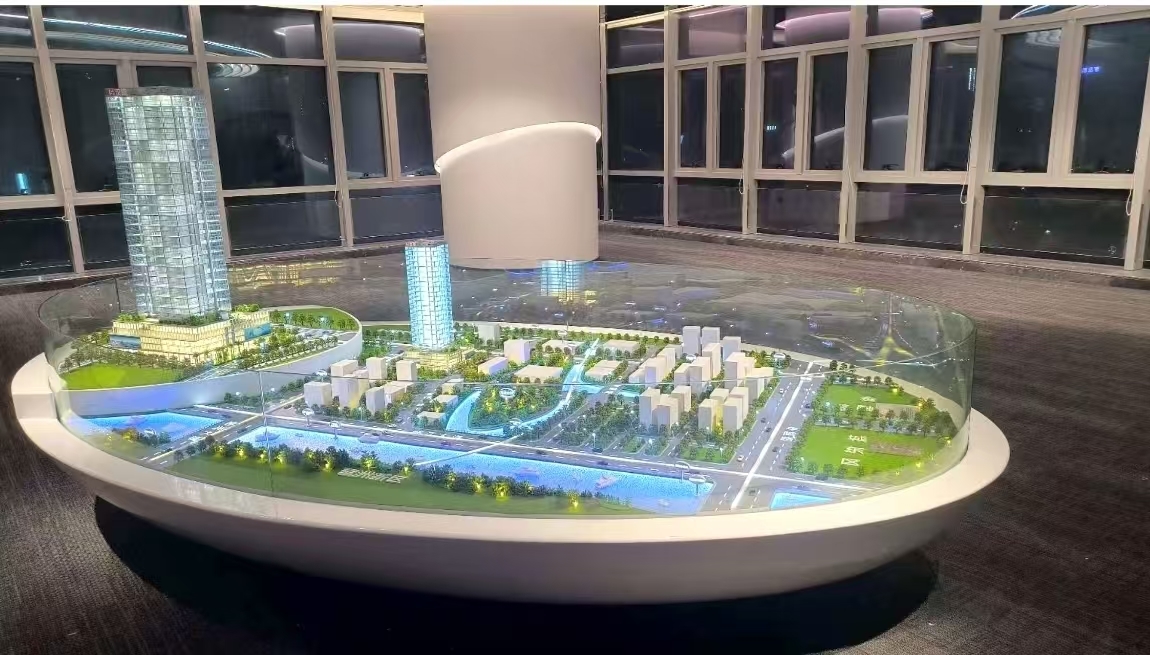 1:150 Illuminated City Scale Model Residential Tower City Structure Model