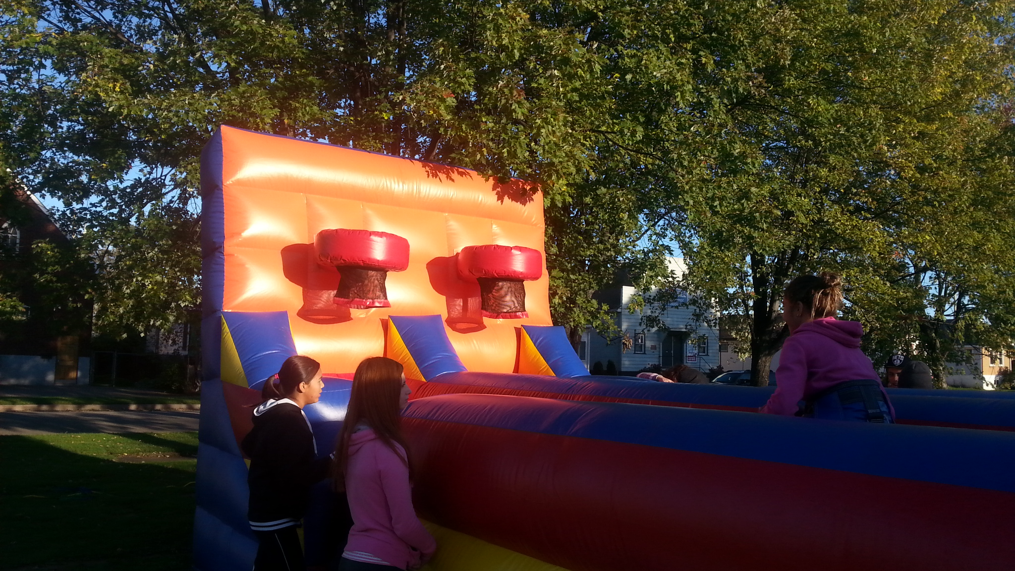 PVC Inflatable Pull Match Run , Bungee Run With Basketball Hoops For Competition