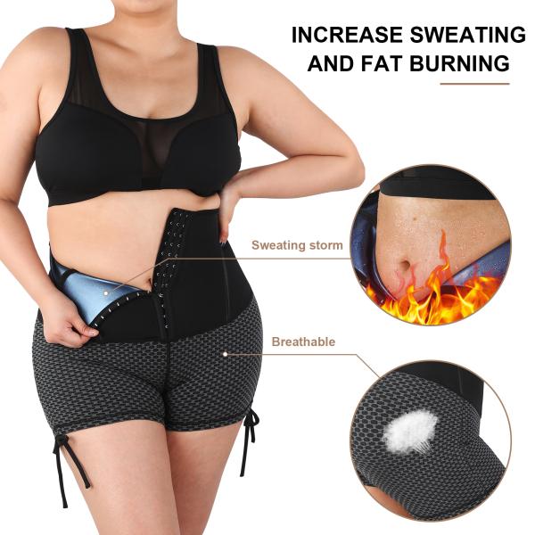 HEXIN Summer Neoprene High Waist Trainer Shorts for Medium Control Weaving Method