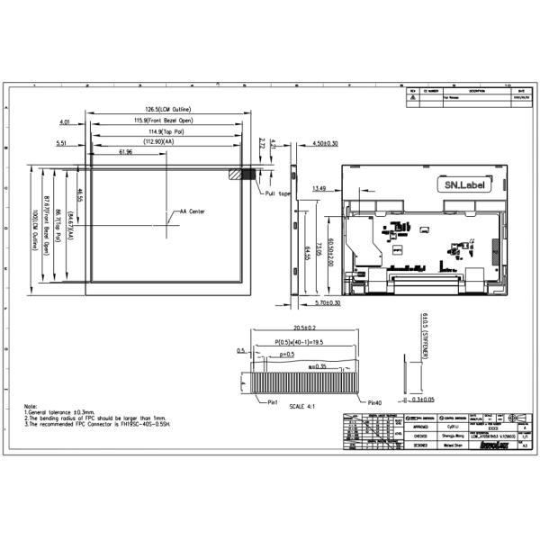 640*480 Resolution 5 Inch TFT LCD Display Module For POS Terminal