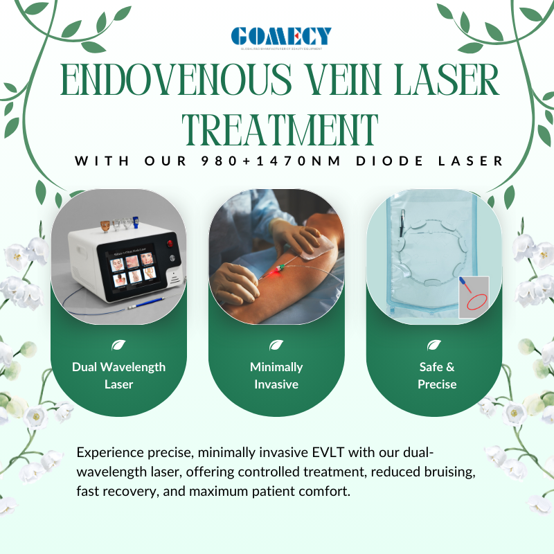 Dual Wavelength 980nm 1470nm Diode Laser Medical System for Endovenous Vein Treatment, Varicose Vein Closure, Leg Vein Therapy, Vascular Surgery, Minimally Invasive Vein Removal Device