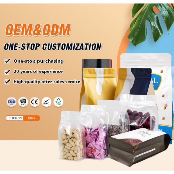 Cheap Reusable Stand up Ziplock Square Bottom Mylar Clear Hand Hole Food Packaging Plastic Bags for Storage