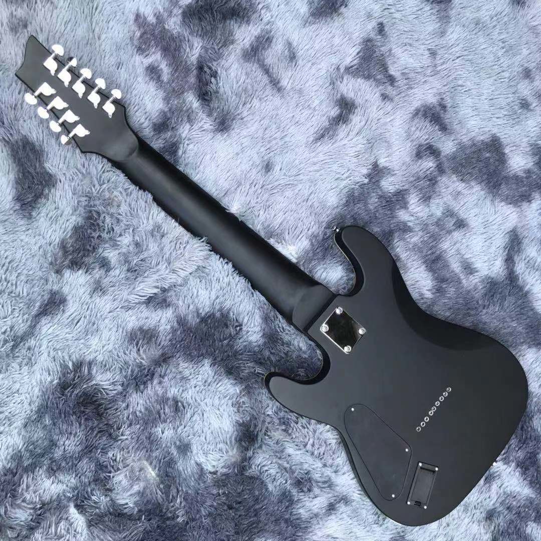 Custom Grand 9 Strings DP Damien Plati Electric Guitar in Black Satin Color with Rectangle Hardcase