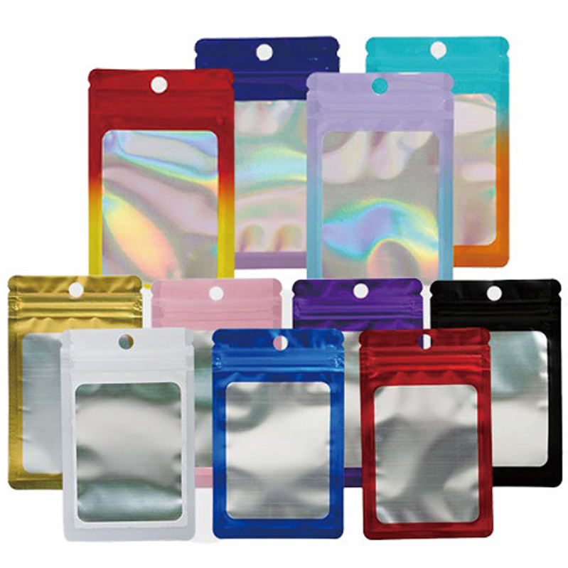 Small Holographic Zip Lock Plastic Foil Baggies for Food Packaging and Storage Solutions