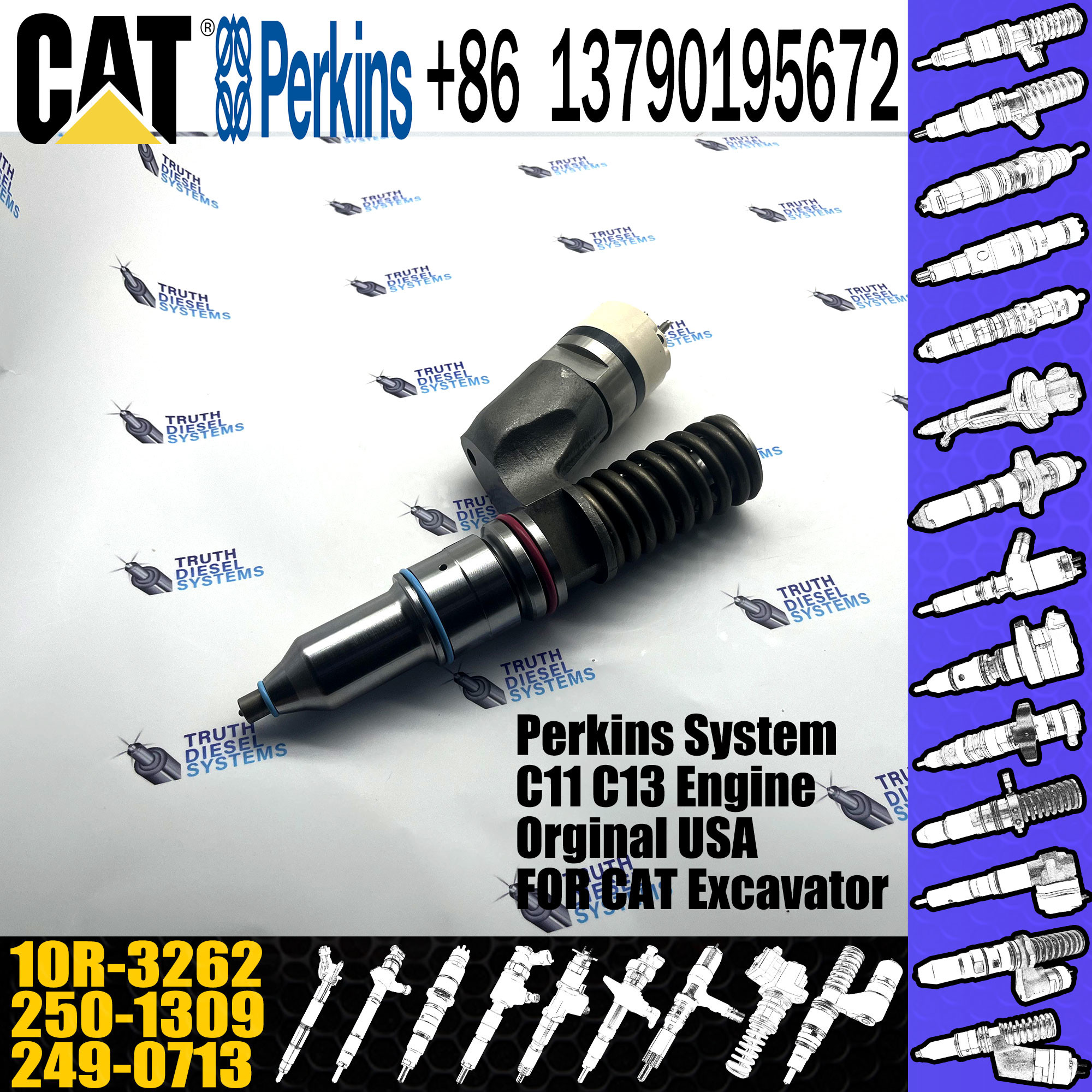 Genuine New Quality Diesel Fuel Injector 249-0713 2490713 10R-3262 For CAT C11 C13 Engine