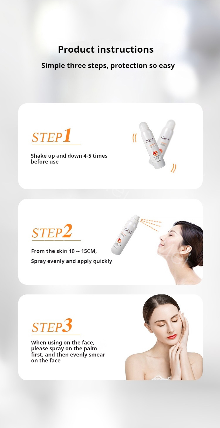 Whitening Arbutin Nicotinamide SPF Sunscreen Cream Spray Natural Ingredient