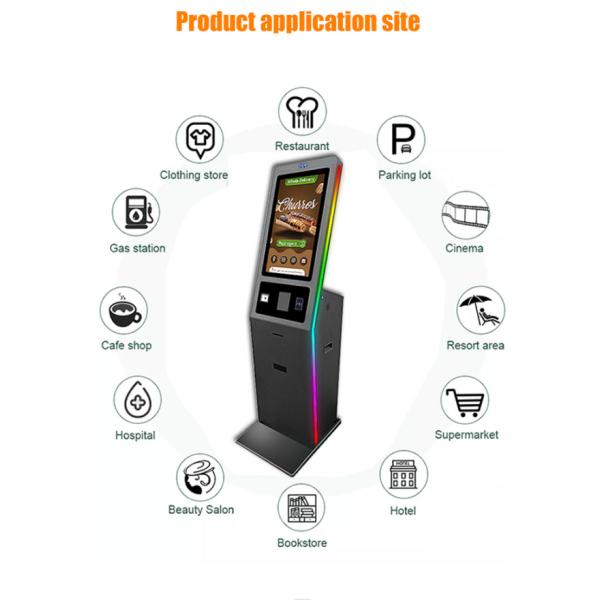 27 Inch Self Service Kiosk Capacitive Touch Screen With Printer NFC Reader Scanner