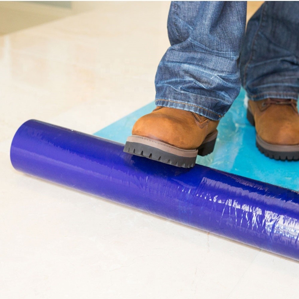 Transparent Blue PE Temporary Protection Film For Hard Floor Surface