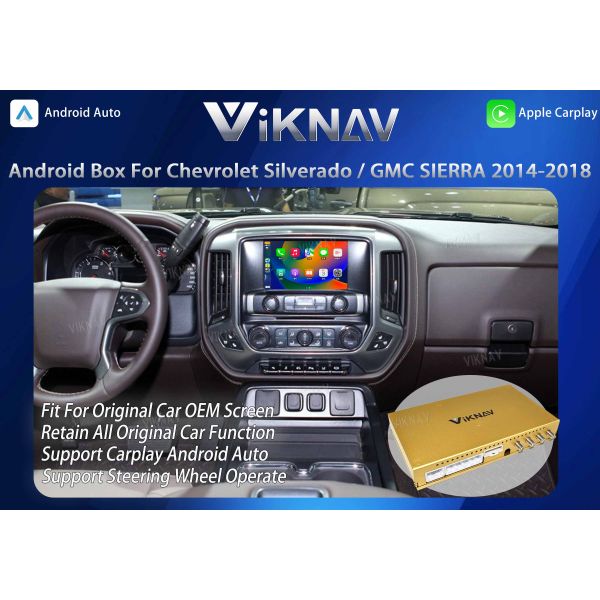 Viknav Upgrade Android Box For Chevrolet Silverado / GMC SIERRA 2014-2018 Wireless Carplay Touch Screen GPS Navigation Multimedia player Auto Stereo