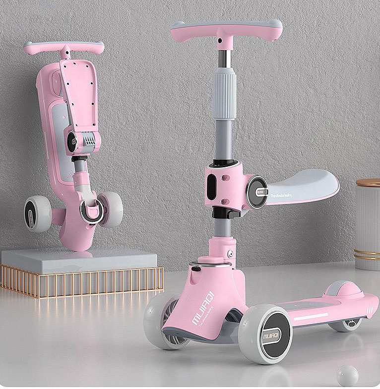 Adjustable Lean-to-Steer 3-Wheeled Scooter for Kids Foldable Seat Ages 5 to 7 Years