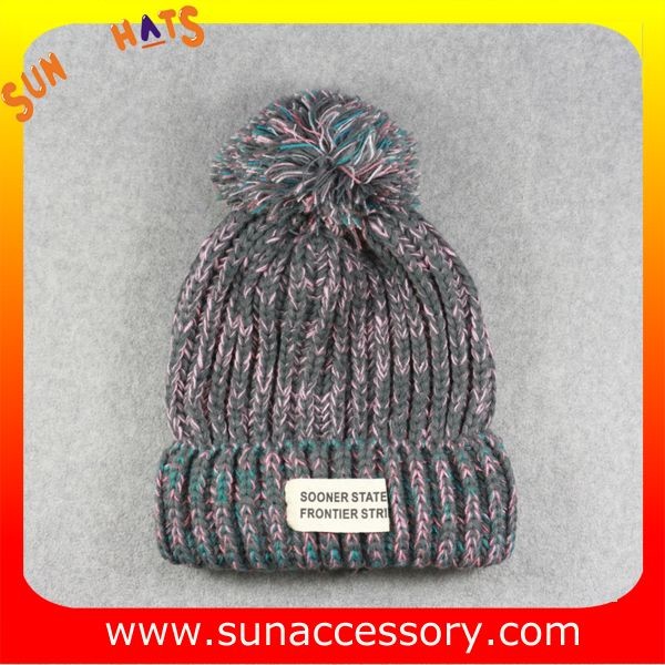 AK17014 Sun Accessory customized acrylic knitted hat and cap, logo can be sewing on the cap