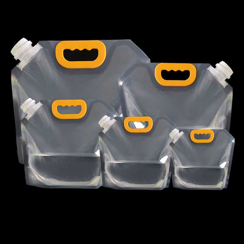 Collapsible Water Container Clear Storage Jug Plastic Carrier Bags Liquid Spout Pouch with Handle