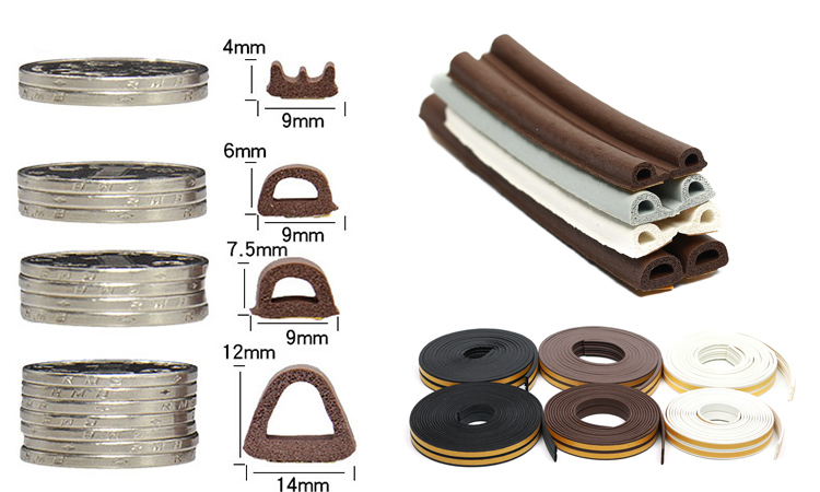 Door Seal D-Type Strip Weather Stripping for Self Adhesive Foam Doors and Windows