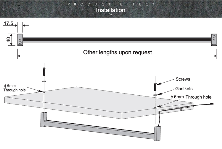 Luminous Efficiency 80lm/w 12V Sensor LED Hanging Rail Rod Cabinet Closet A3176