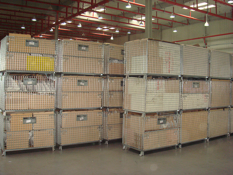 Galvanized Collapsible Steel Mesh Storage Cage , Foldable Wire Mesh Pallet Cage