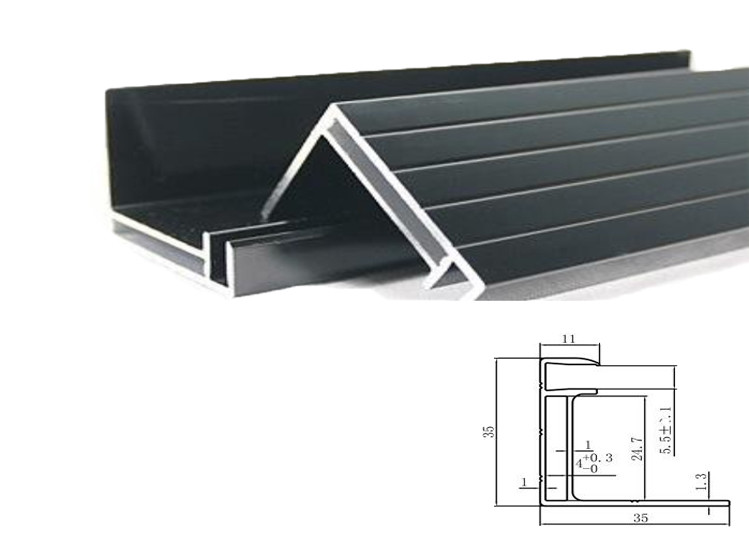 Quality ISO9001 Approved Extruded Aluminium Profiles Solar Panel Frame Silver Black for sale