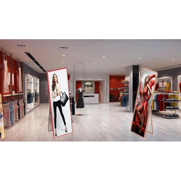P2.5 Indoor Shop Window Advertising Led Mirror Video Screen / Led Totem Poster Display flexible led video screen